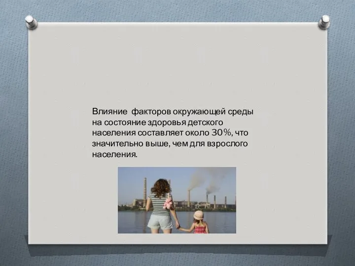 Влияние факторов окружающей среды на состояние здоровья детского населения составляет