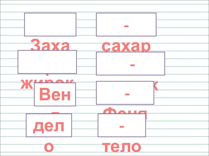 Захар - сахар жирок - широк Веня - Феня дело - тело