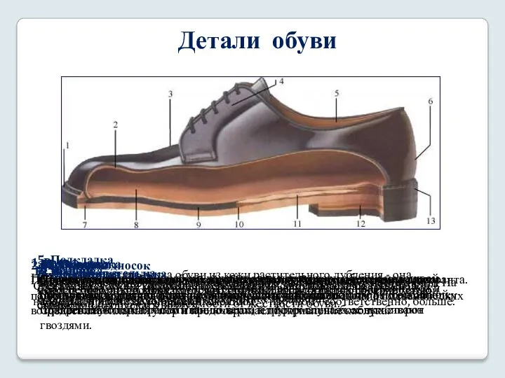 Детали обуви 1. Рант Несущая деталь обуви - полоска кожи,