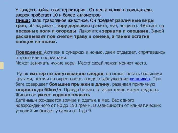 У каждого зайца своя территория . От места лежки в