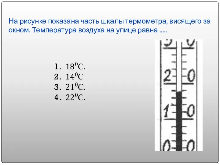 На рисунке показана часть шкалы термометра, висящего за окном. Температура воздуха на улице