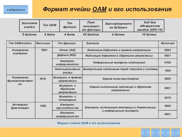 Формат ячейки OAM и его использование Формат ячейки OAM и