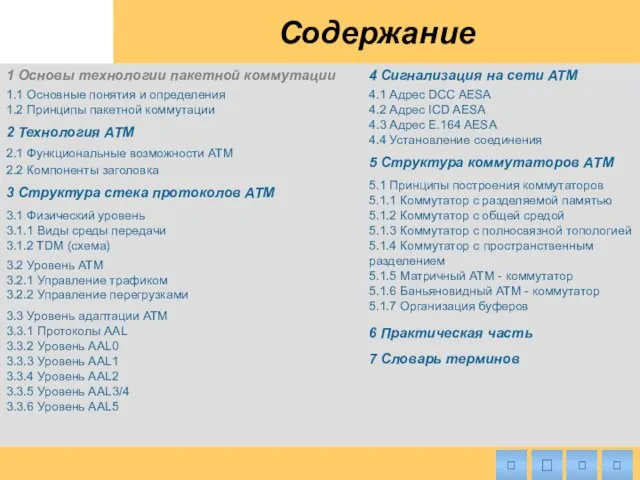 Содержание 2 Технология ATM 2.1 Функциональные возможности ATM 2.2 Компоненты