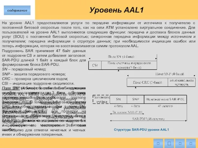 Уровень AAL1 На уровне AAL1 предоставляются услуги по передаче информации