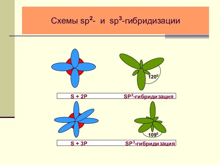 Схемы sp2- и sp3-гибридизации