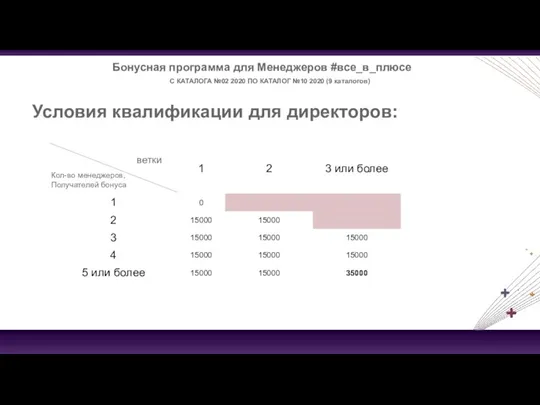 Бонусная программа для Менеджеров #все_в_плюсе С КАТАЛОГА №02 2020 ПО