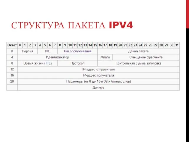 СТРУКТУРА ПАКЕТА IPV4