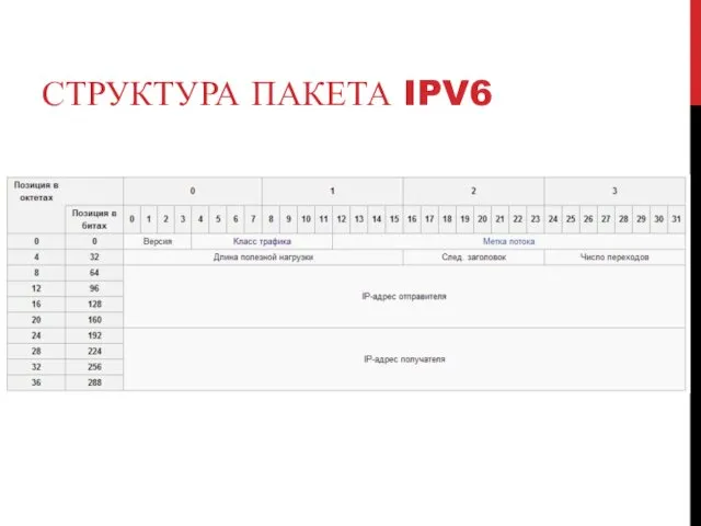 СТРУКТУРА ПАКЕТА IPV6