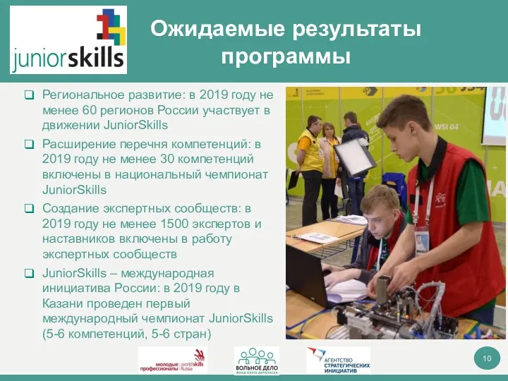 Ожидаемые результаты программы Региональное развитие: в 2019 году не менее