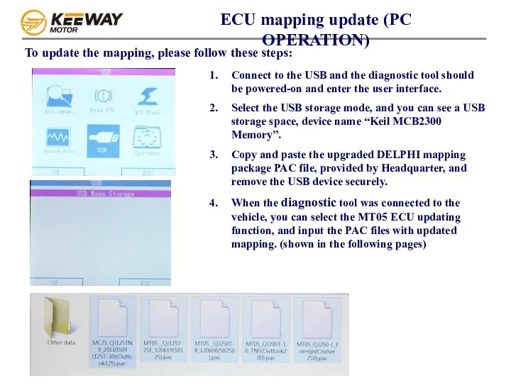 ECU mapping update (PC OPERATION) To update the mapping, please