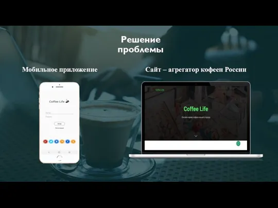Решение проблемы Мобильное приложение Сайт – агрегатор кофеен России