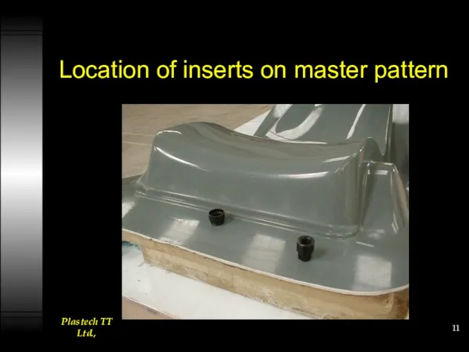 Location of inserts on master pattern
