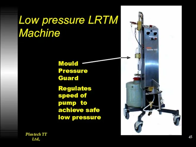Low pressure LRTM Machine Mould Pressure Guard Regulates speed of pump to achieve safe low pressure