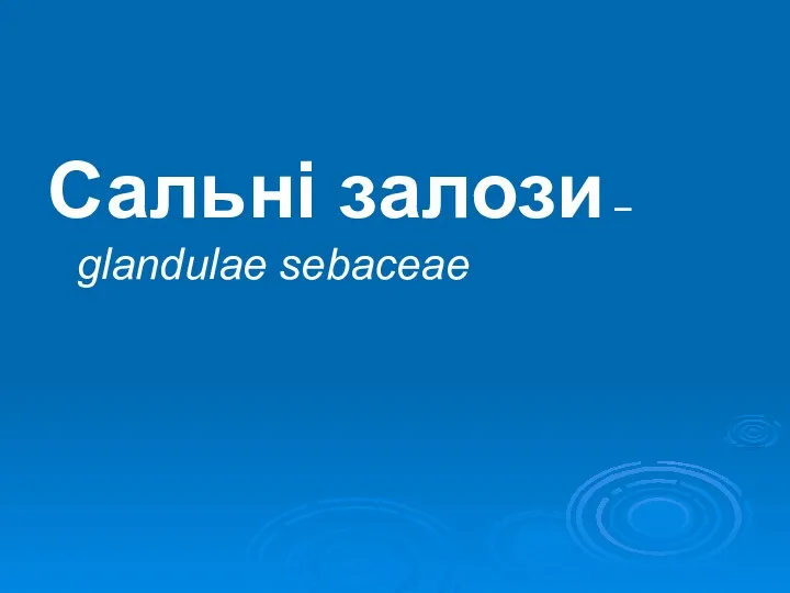 Сальні залози – glandulae sebaceae