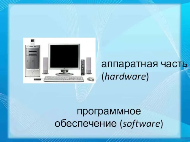 программное обеспечение (software) аппаратная часть (hardware)