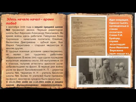 Здесь начало начал – время побед 1 сентября 1939 года в нашей средней