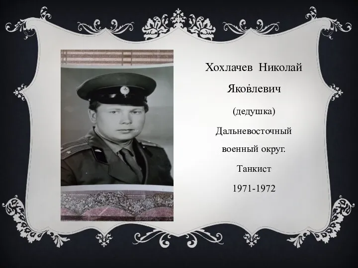 . Хохлачев Николай Яковлевич (дедушка) Дальневосточный военный округ. Танкист 1971-1972