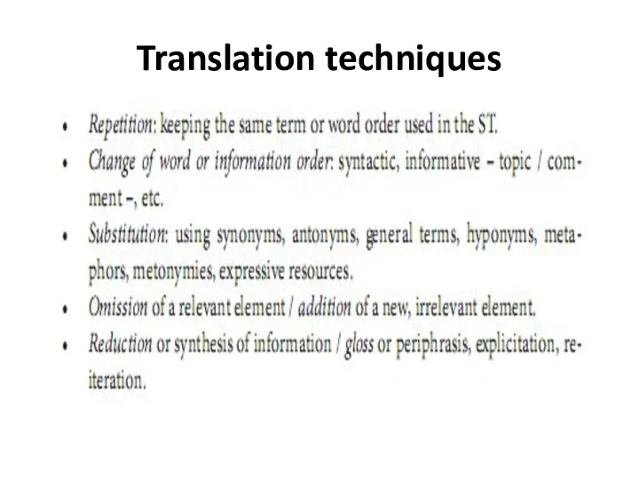 Translation techniques