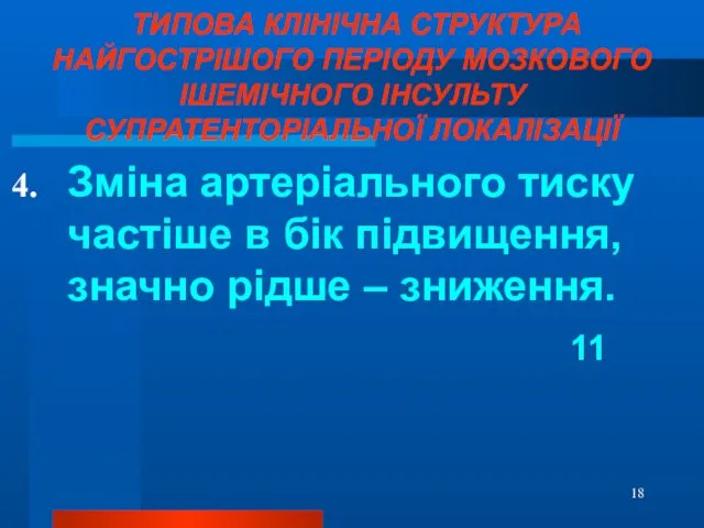 ТИПОВА КЛІНІЧНА СТРУКТУРА НАЙГОСТРІШОГО ПЕРІОДУ МОЗКОВОГО ІШЕМІЧНОГО ІНСУЛЬТУ СУПРАТЕНТОРІАЛЬНОЇ ЛОКАЛІЗАЦІЇ