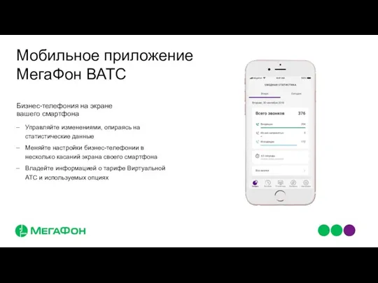 Мобильное приложение МегаФон ВАТС Бизнес-телефония на экране вашего смартфона Управляйте