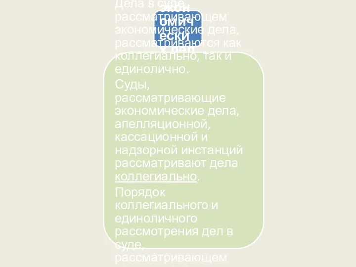 Рассмотрение экономических дел (ст. 11 ХПК) Дела в суде, рассматривающем