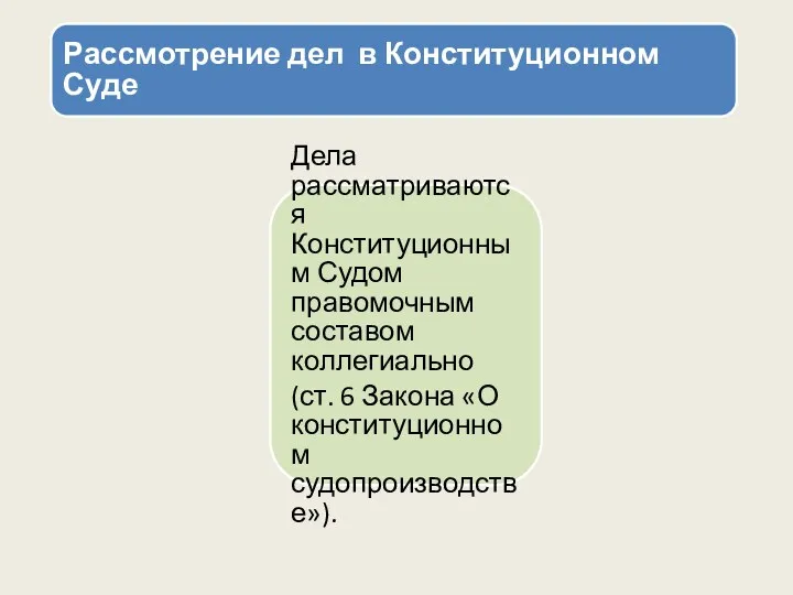 Рассмотрение дел в Конституционном Суде Дела рассматриваются Конституционным Судом правомочным