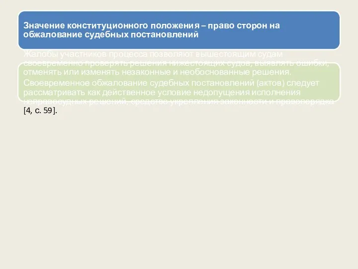 Значение конституционного положения – право сторон на обжалование судебных постановлений