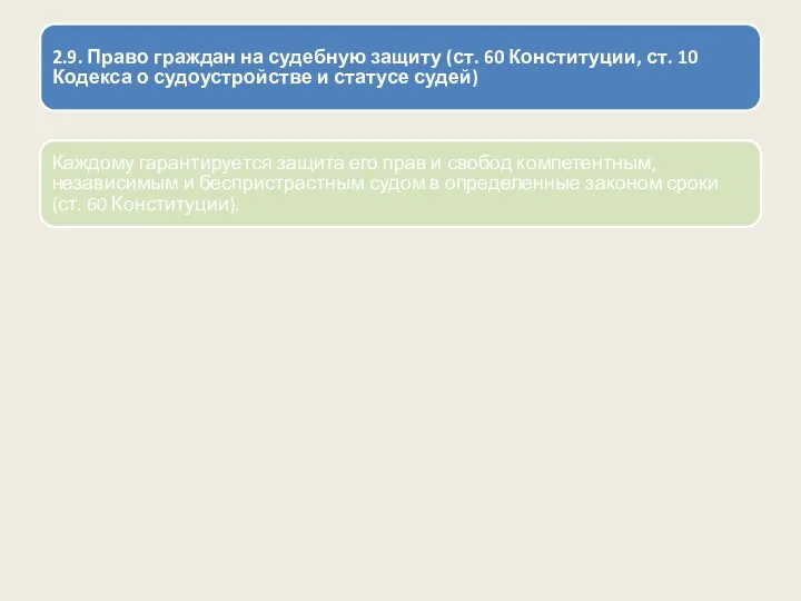 2.9. Право граждан на судебную защиту (ст. 60 Конституции, ст.