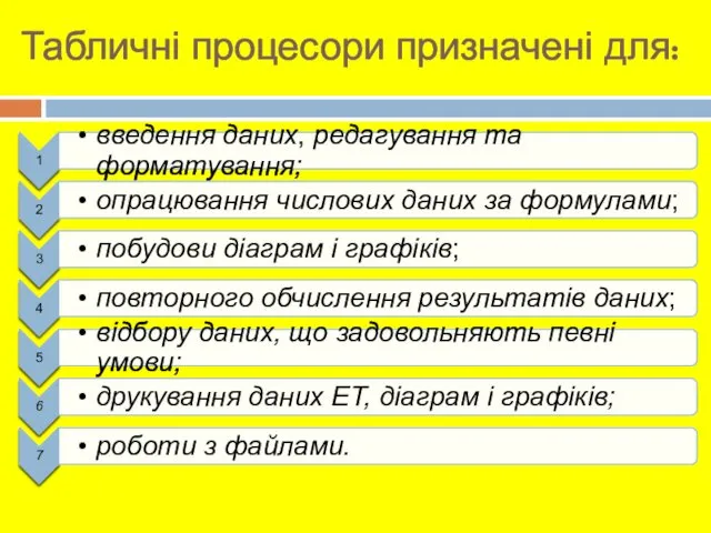 Табличні процесори призначені для: