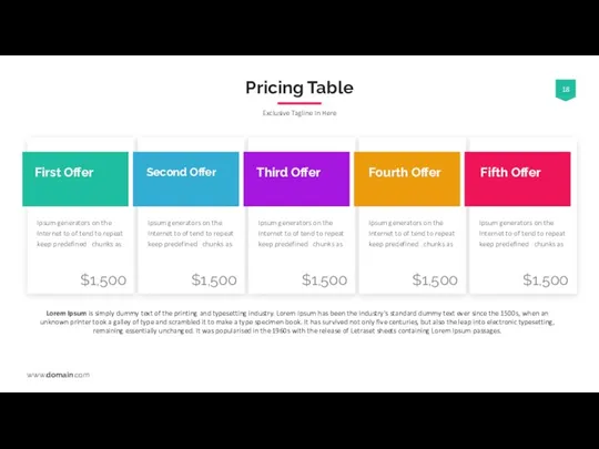 Pricing Table Exclusive Tagline In Here Lorem Ipsum is simply