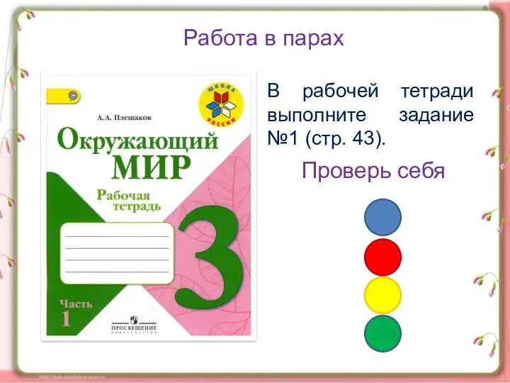 Работа в парах В рабочей тетради выполните задание №1 (стр. 43). Проверь себя