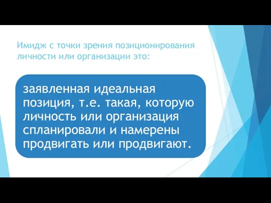 Имидж с точки зрения позиционирования личности или организации это: