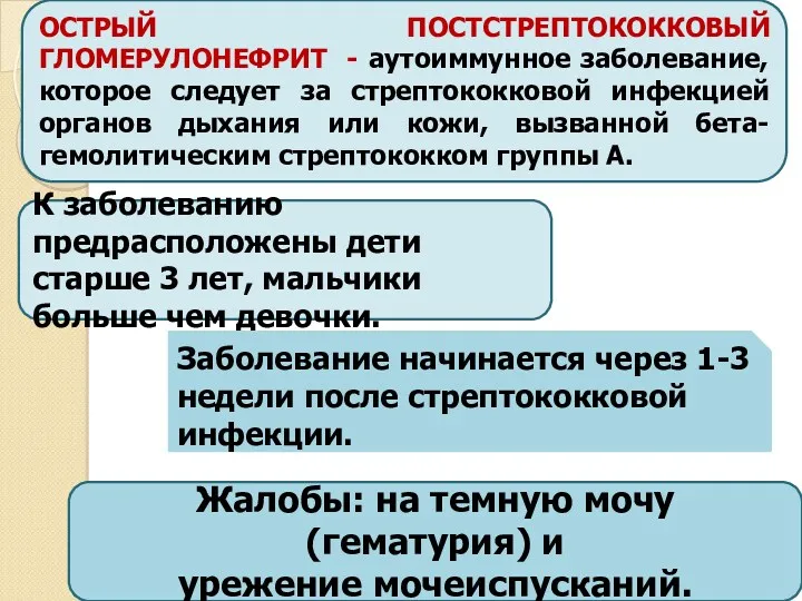 ОСТРЫЙ ПОСТСТРЕПТОКОККОВЫЙ ГЛОМЕРУЛОНЕФРИТ - аутоиммунное заболевание, которое следует за стрептококковой