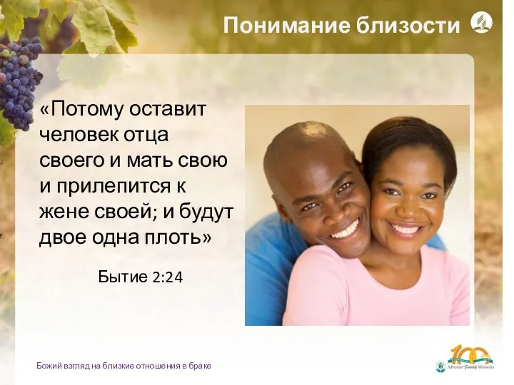 Божий взгляд на близкие отношения в браке Понимание близости «Потому оставит человек отца