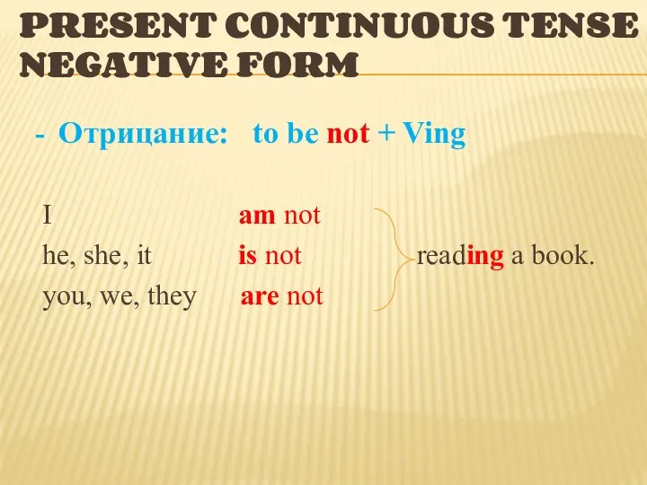 PRESENT CONTINUOUS TENSE NEGATIVE FORM - Отрицание: to be not