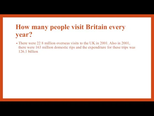 How many people visit Britain every year? There were 22