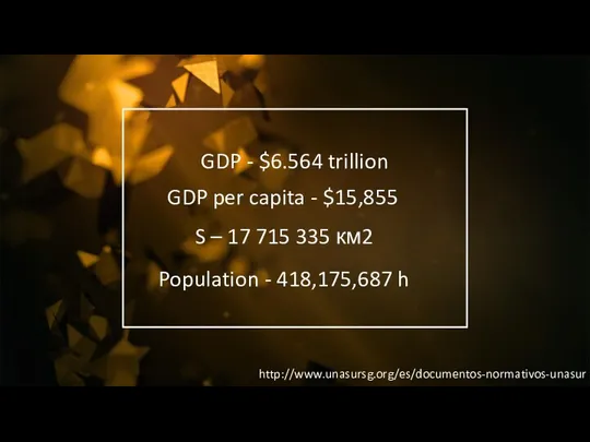 GDP - $6.564 trillion $8,928.62 GDP per capita - $15,855