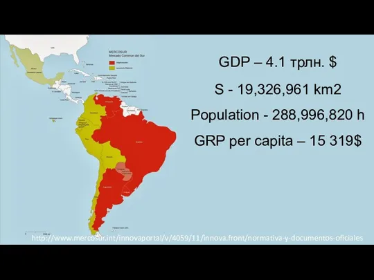 GDP – 4.1 трлн. $ S - 19,326,961 km2 Population