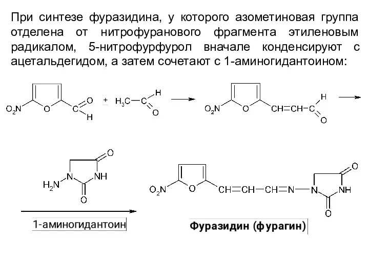 При синтезе фуразидина, у которого азометиновая группа отделена от нитрофуранового