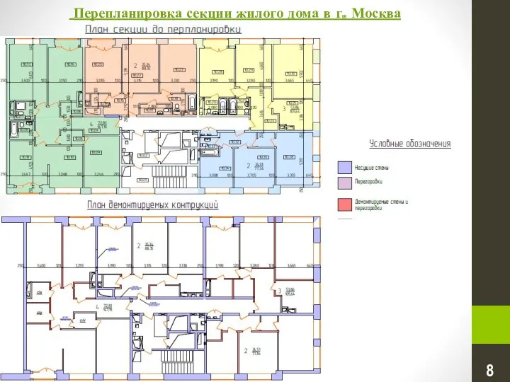 Перепланировка секции жилого дома в г. Москва 8