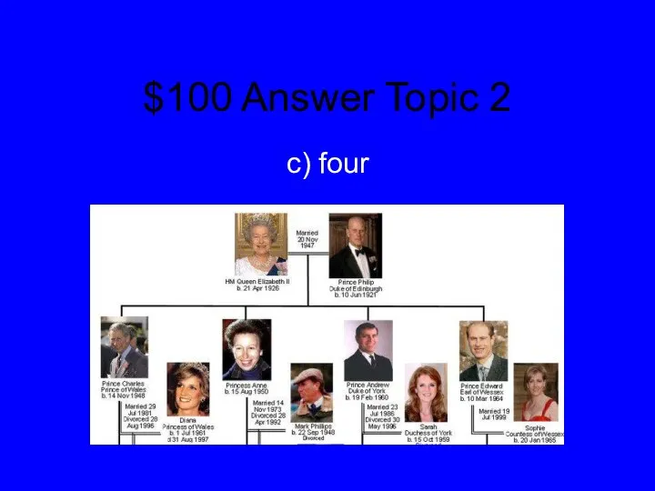 $100 Answer Topic 2 c) four