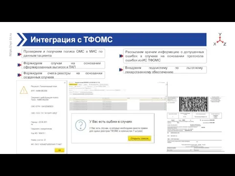 Интеграция с ТФОМС https://xyz-1c.ru Рассылаем врачам информацию о допущенных ошибок
