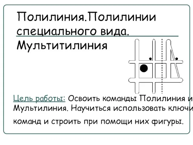 Полилиния.Полилинии специального вида. Мультитилиния Цель работы: Освоить команды Полилиния и