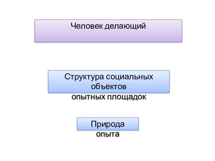 Человек делающий Природа опыта Структура социальных объектов опытных площадок