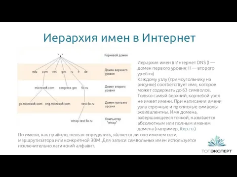 Иерархия имен в Интернет 1 Иерархия имен в Интернет­ DNS