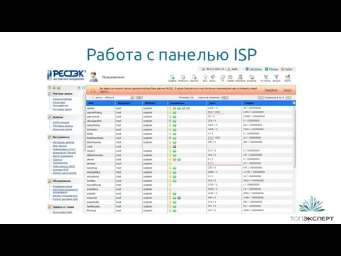 Работа с панелью ISP 1