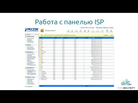 Работа с панелью ISP 1