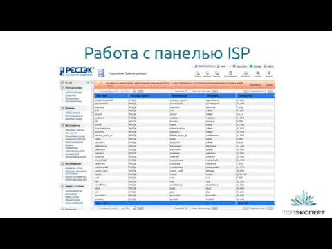 Работа с панелью ISP 1