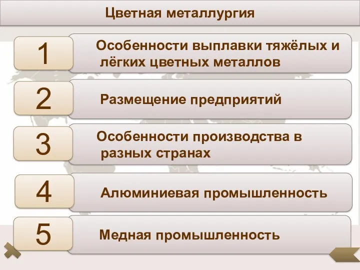 Особенности производства в разных странах Размещение предприятий Особенности выплавки тяжёлых