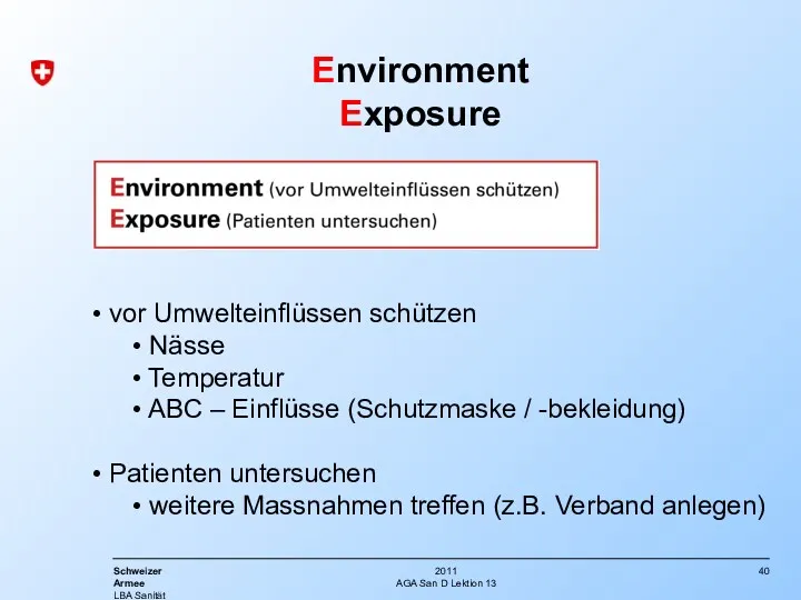 AGA San D Lektion 13 Environment Exposure vor Umwelteinflüssen schützen